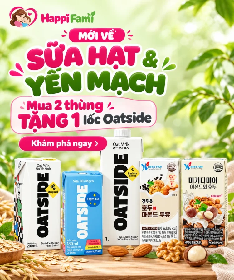 Mới về sữa hạt & yến mạch Oatside, Kang's Food: mua 2 thùng tặng 1 lốc Oatside