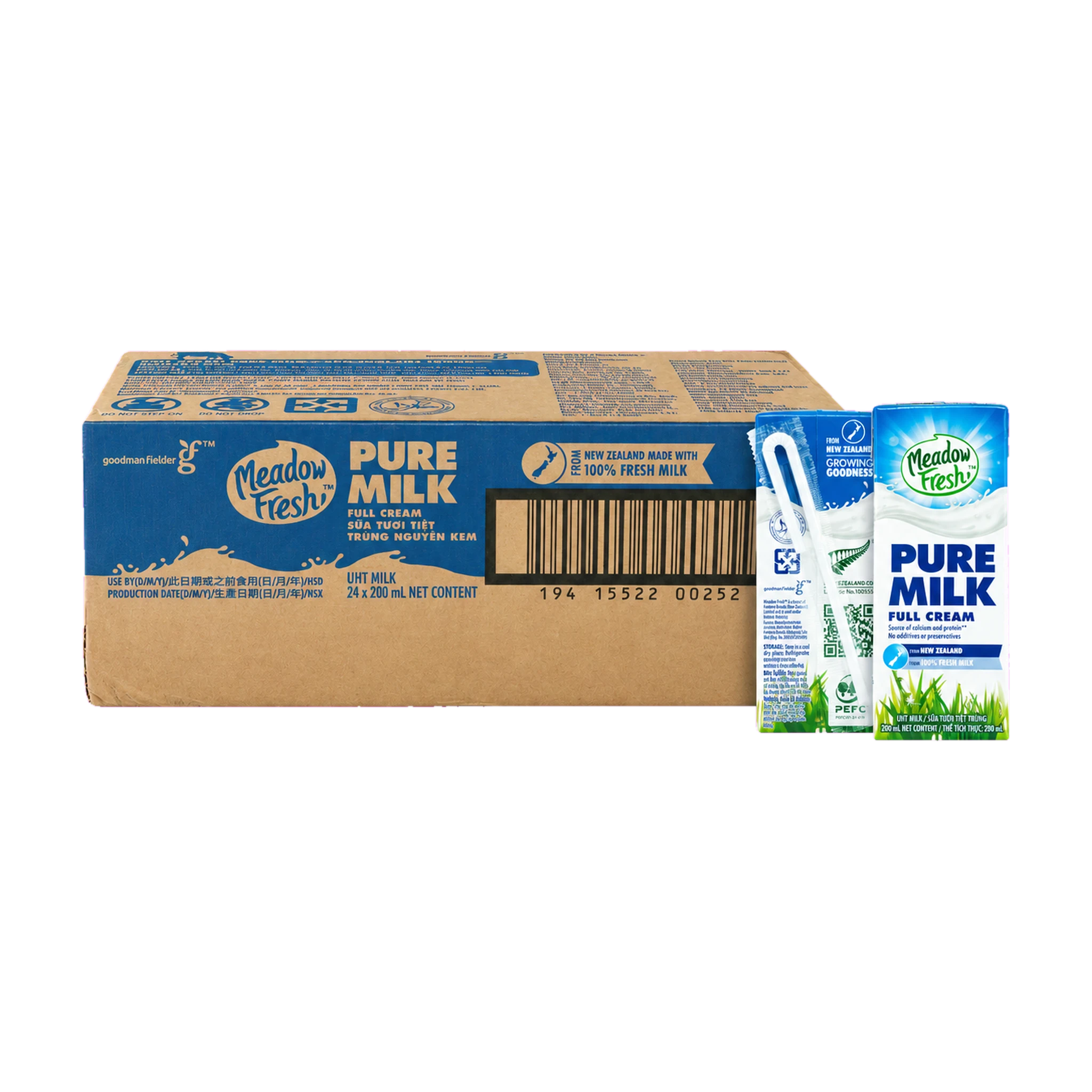 Thùng 24 hộp sữa tươi Meadow Fresh nguyên kem 200ml
