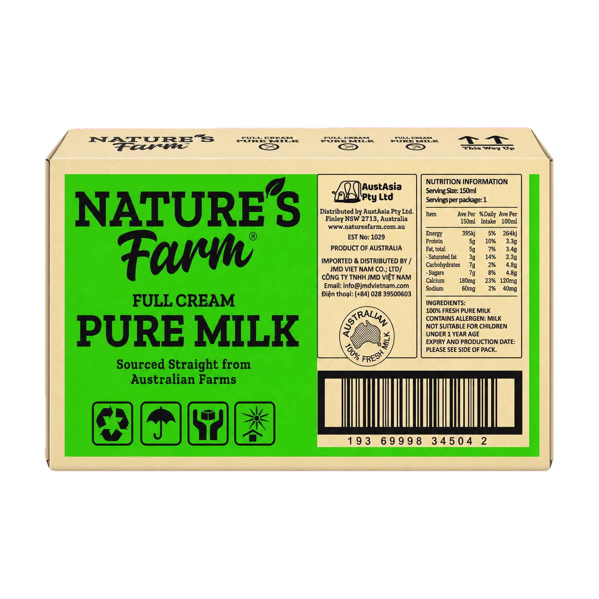 Thùng sữa tươi Nature's Farm nguyên kem 150ml