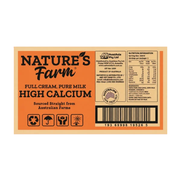 Thùng sữa tươi Nature's Farm giàu canxi 150ml