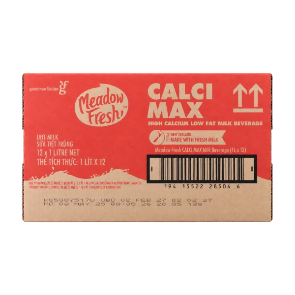 Thùng 12 hộp sữa Meadow Fresh Calci Max 1L