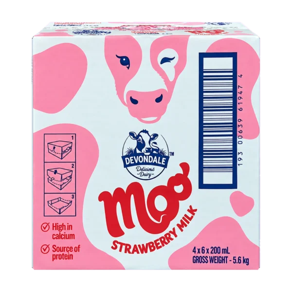 Thùng 24 hộp sữa Devondale Moo vị dâu 200ml