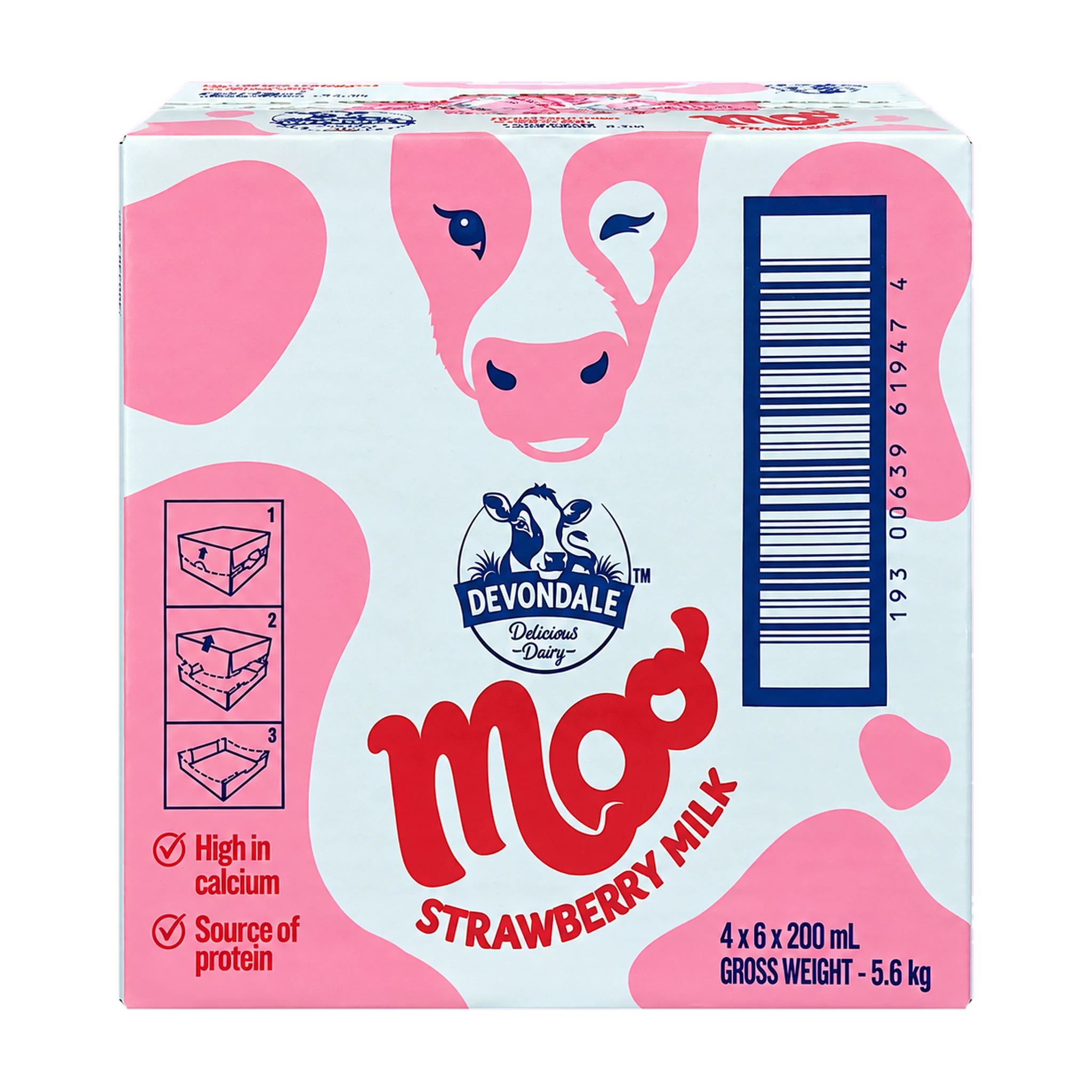 Thùng 24 hộp sữa Devondale Moo vị dâu 200ml