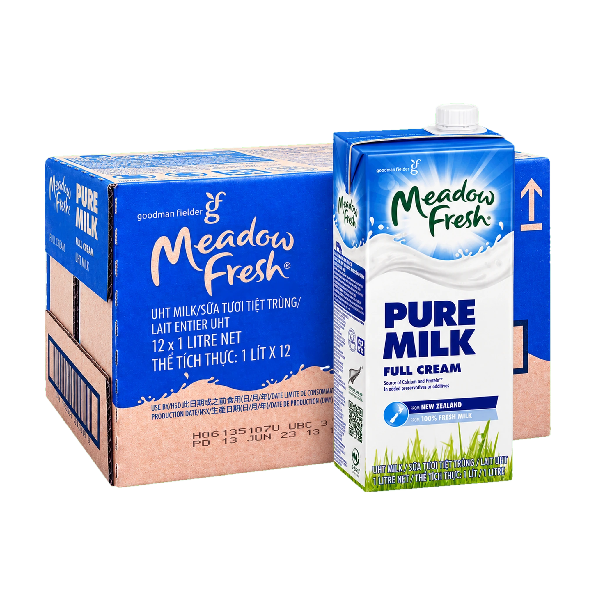 Thùng 12 hộp sữa tươi Meadow Fresh nguyên kem 1L