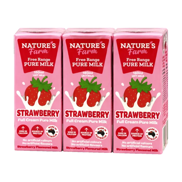 Thùng 24 hộp sữa tươi Nature's Farm vị dâu 180ml