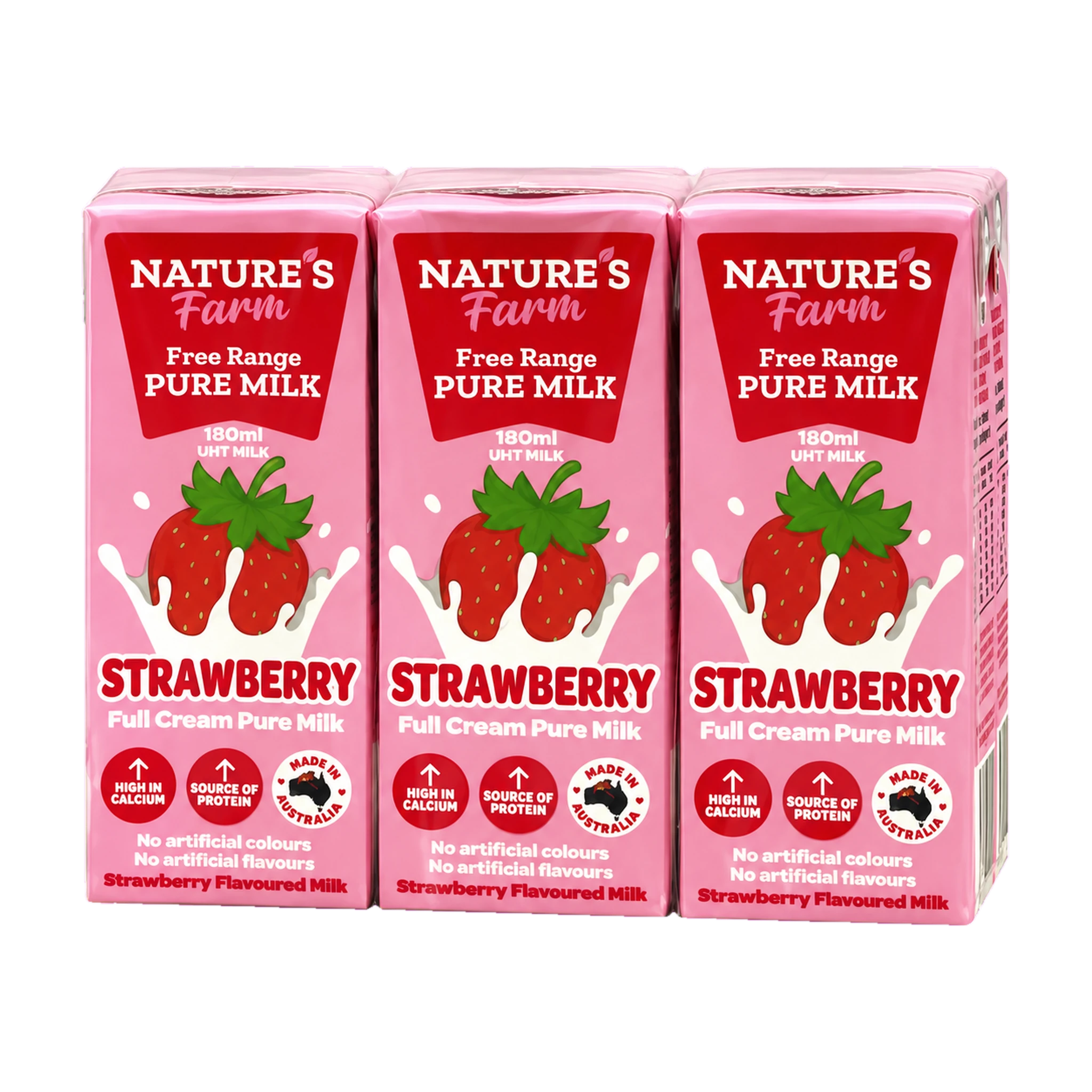 Thùng 24 hộp sữa tươi Nature's Farm vị dâu 180ml